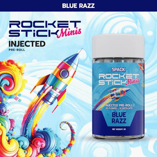 Rocket - Rocket Minis - Blue Razz - Injected Pre-Roll Pack (5x0.6g) - 1