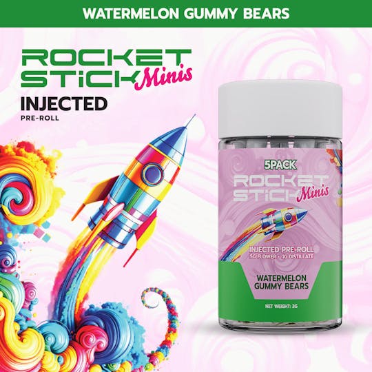 Rocket - Rocket Minis - Watermelon Gummy Bears - Injected Pre-Roll Pack (5x0.6g) - 1