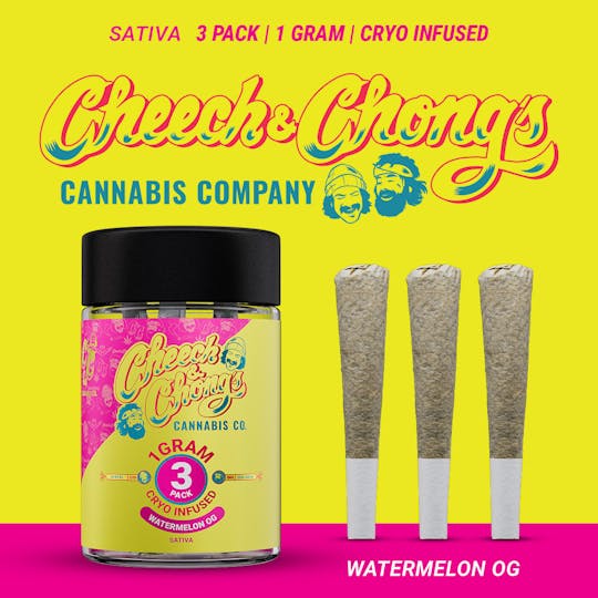 Cheech and Chong - Michigan - Cheech & Chong | Watermelon OG (Indica) | Cryo Infused Pre-Roll 3pk (3x1g) - 1