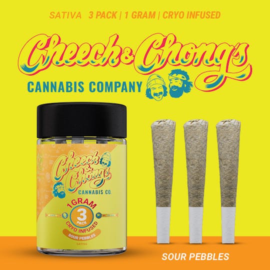 Cheech and Chong - Michigan - Cheech & Chong | Sour Pebbles (Sativa) | Cryo Infused Pre-Roll 3pk (3x1g) - 1