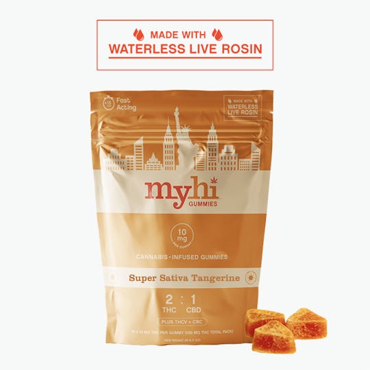My Hi - Super Sativa Tangerine (2:1 THC:CBD) - Waterless Live Rosin Gummies (100mg) - 1