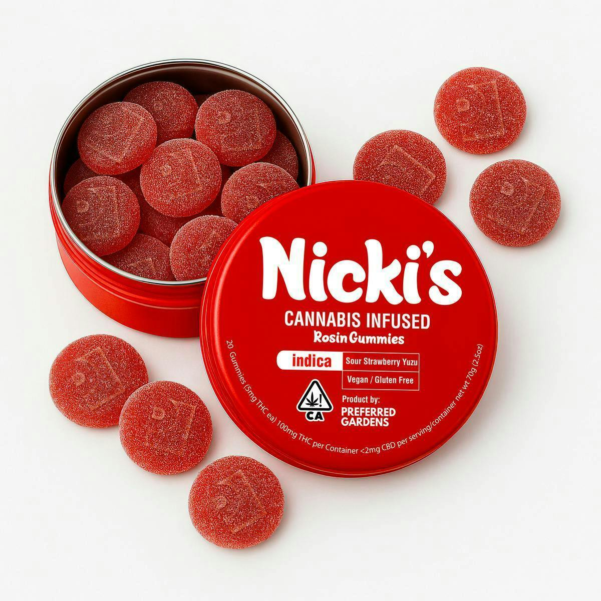 Preferred Gardens - Preferred | Nickis | Sour Strawberry Yuzu Gummies | 100mg | 20ct | 5mg/ea - 1
