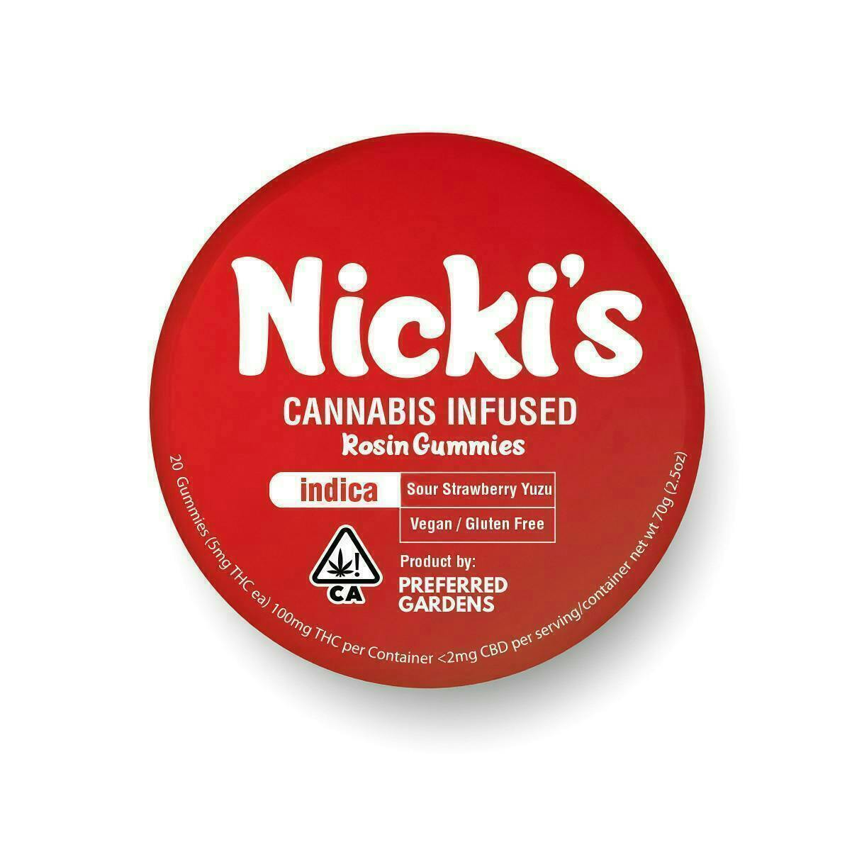 Preferred Gardens - Nickis | Sour Strawberry Yuzu Gummies | 100mg | 20ct | 5mg/ea - 1