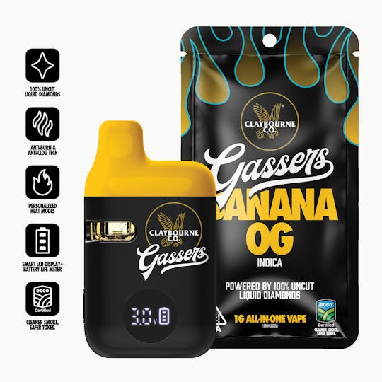 Claybourne Co. - Banana OG (1g) - Gassers All-In-One Liquid Diamonds Vape - 1