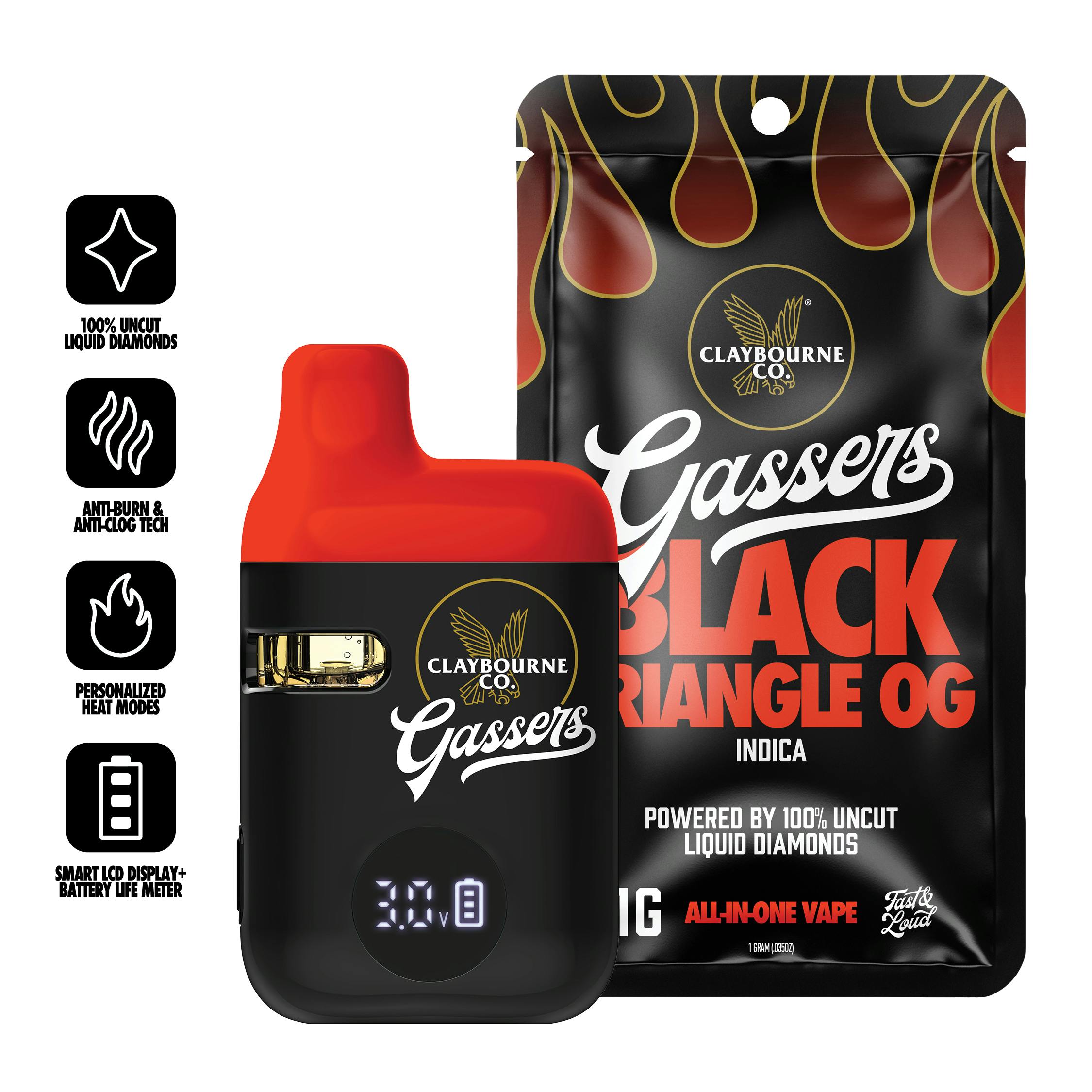 Claybourne Co. - Black Triangle OG (1g) - Gassers All-In-One Liquid Diamonds Vape - 1