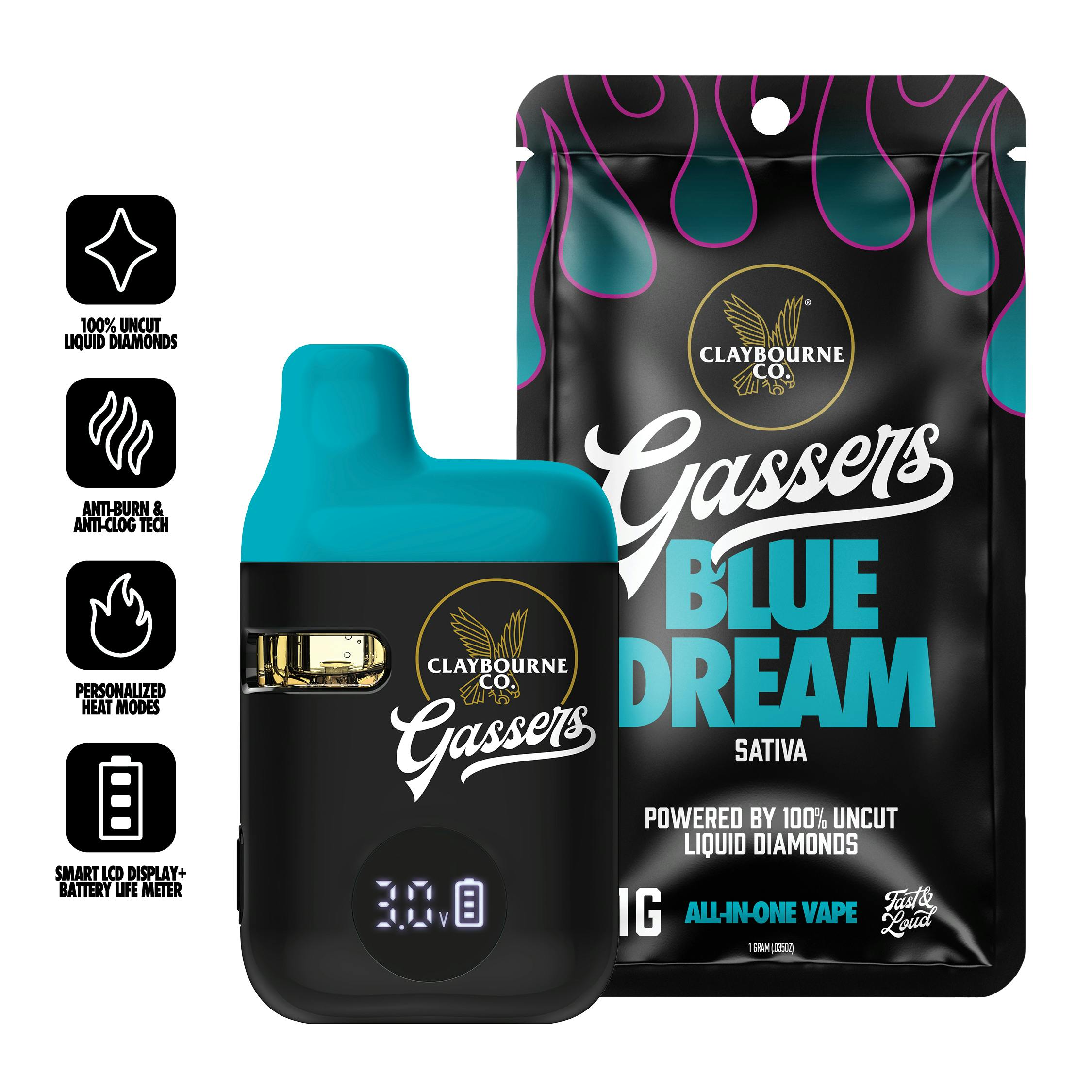 Claybourne Co. - Blue Dream (1g) - Gassers All-In-One Liquid Diamonds Vape - 1