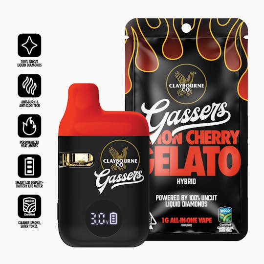Claybourne Co. - Lemon Cherry Gelato (1g) - Gassers All-In-One Liquid Diamonds Vape - 1