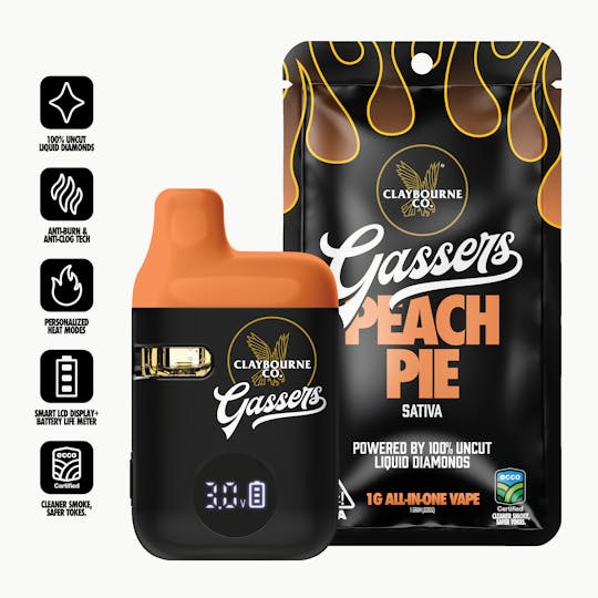 Claybourne Co. - Peach Pie (1g) - Gassers All-In-One Liquid Diamonds Vape - 1