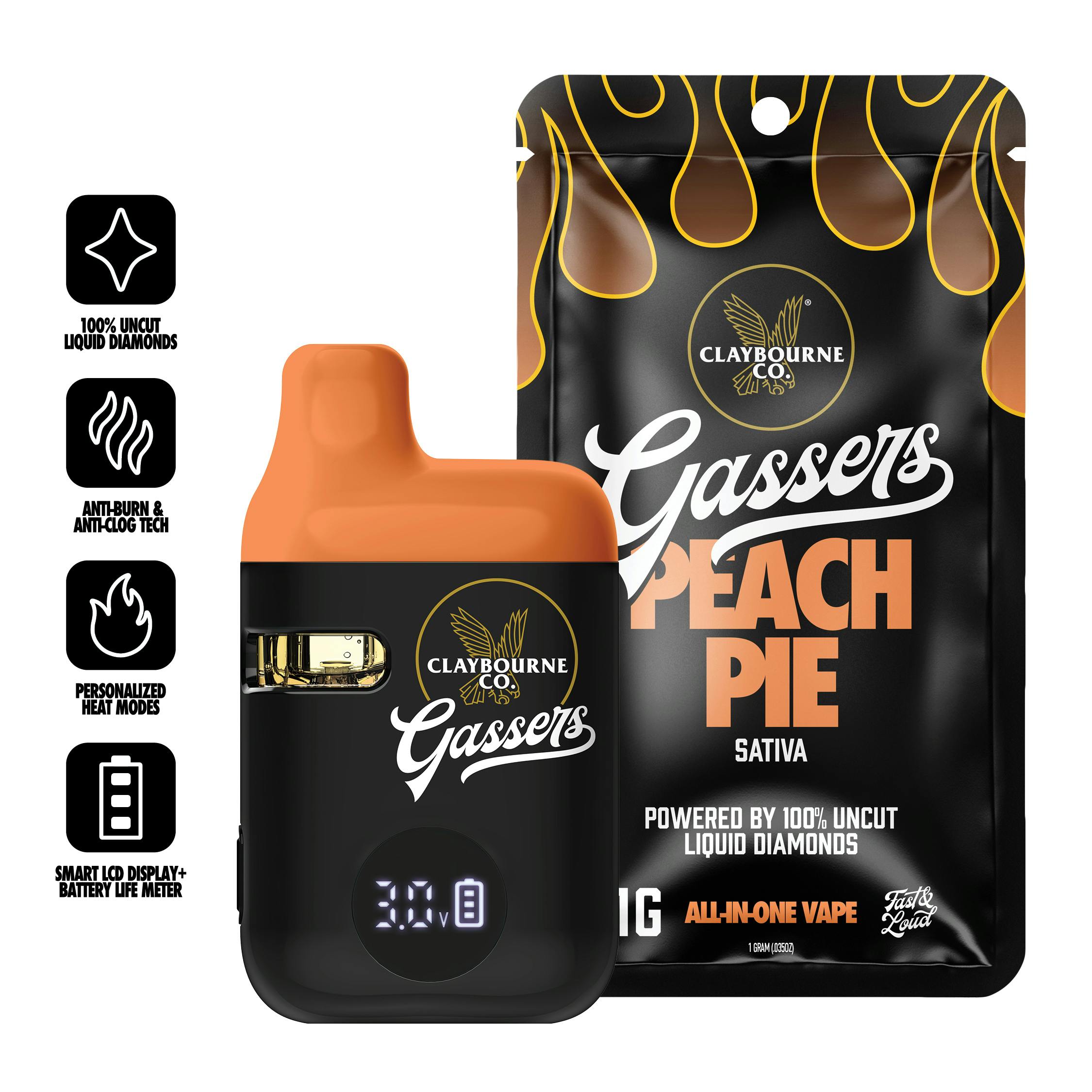 Claybourne Co. - Peach Pie (1g) - Gassers All-In-One Liquid Diamonds Vape - 1