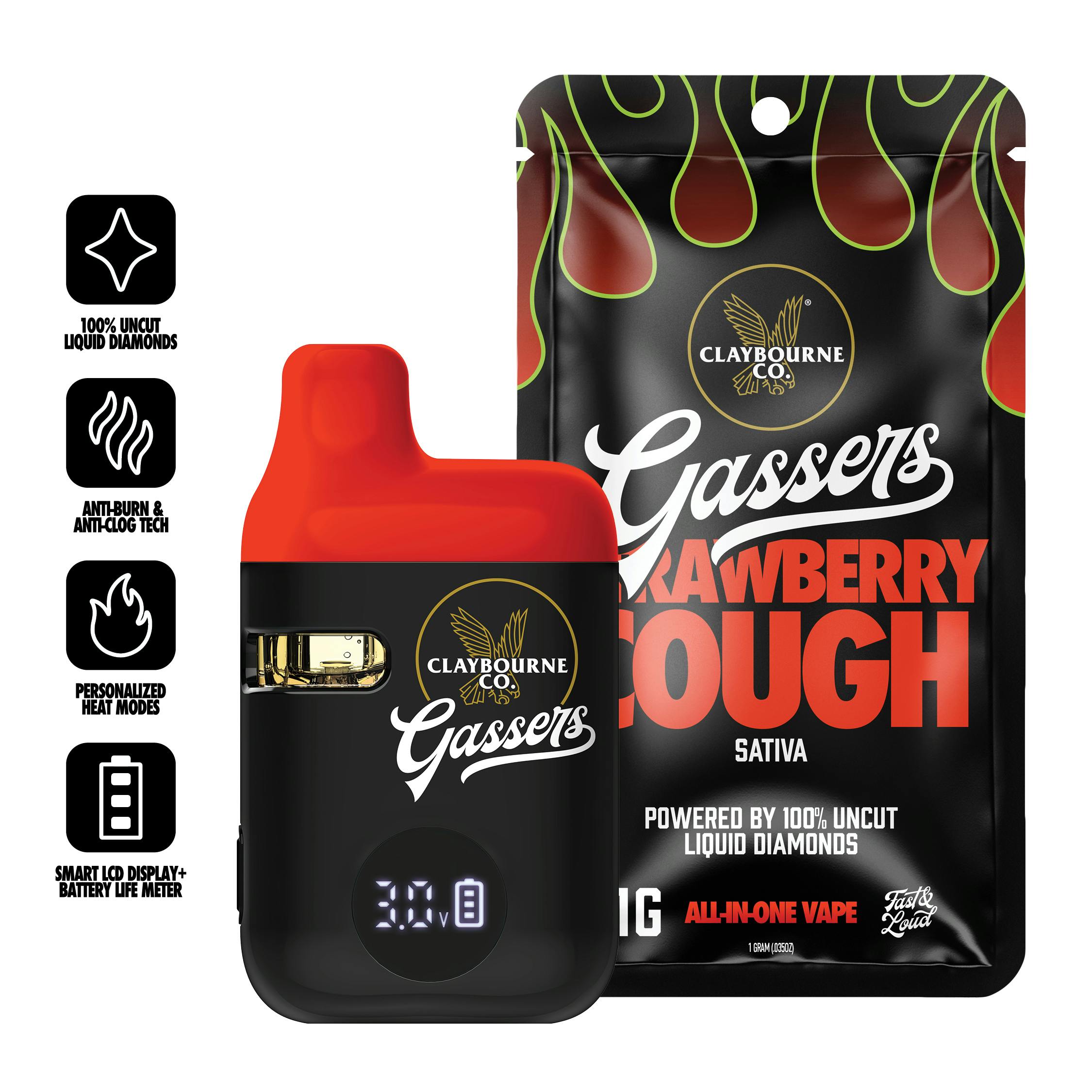 Claybourne Co. - Strawberry Cough (1g) - Gassers All-In-One Liquid Diamonds Vape - 1