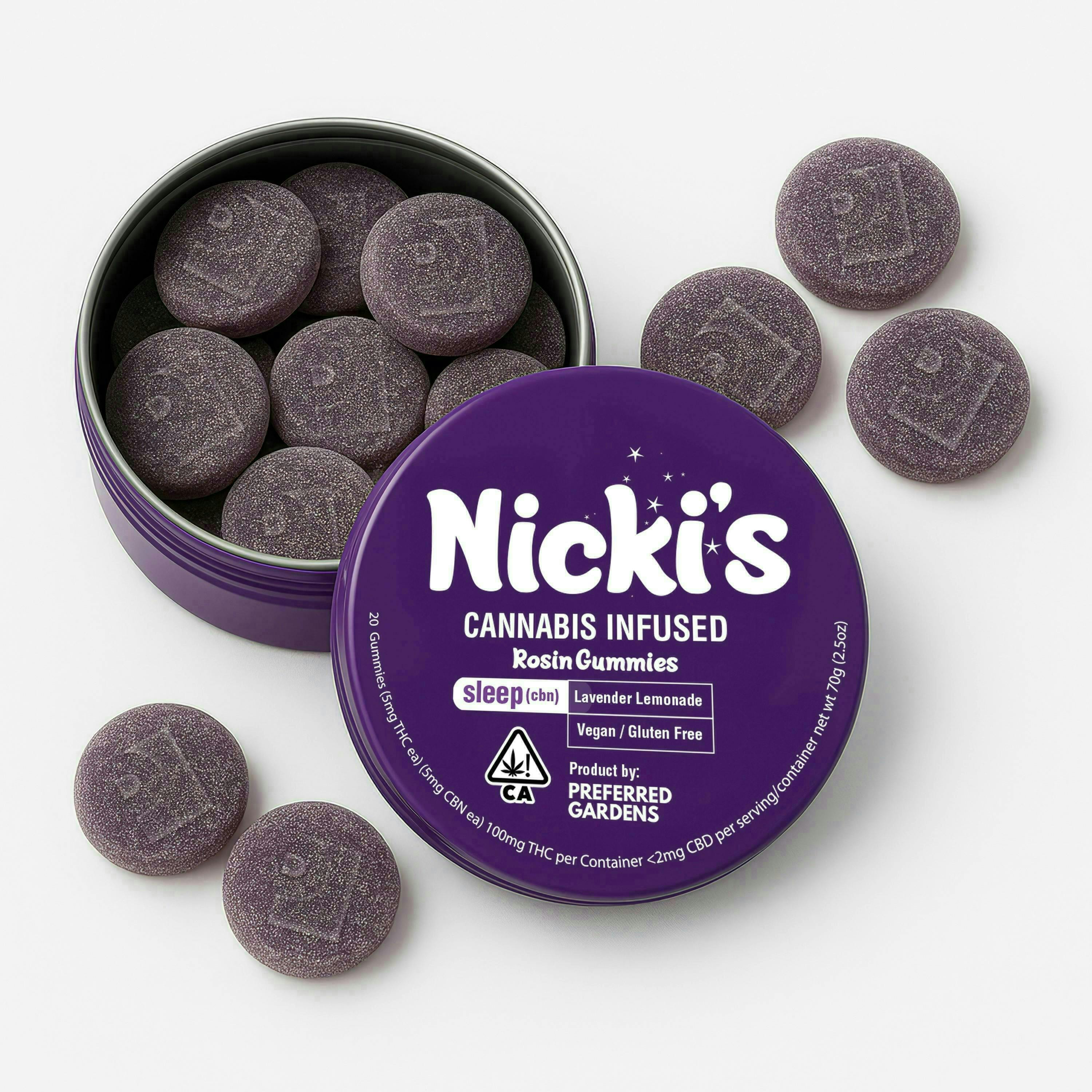 Preferred Gardens - Nickis | Lavender Lemonade Gummies | 100mg | 20ct | 5mg/ea - 1