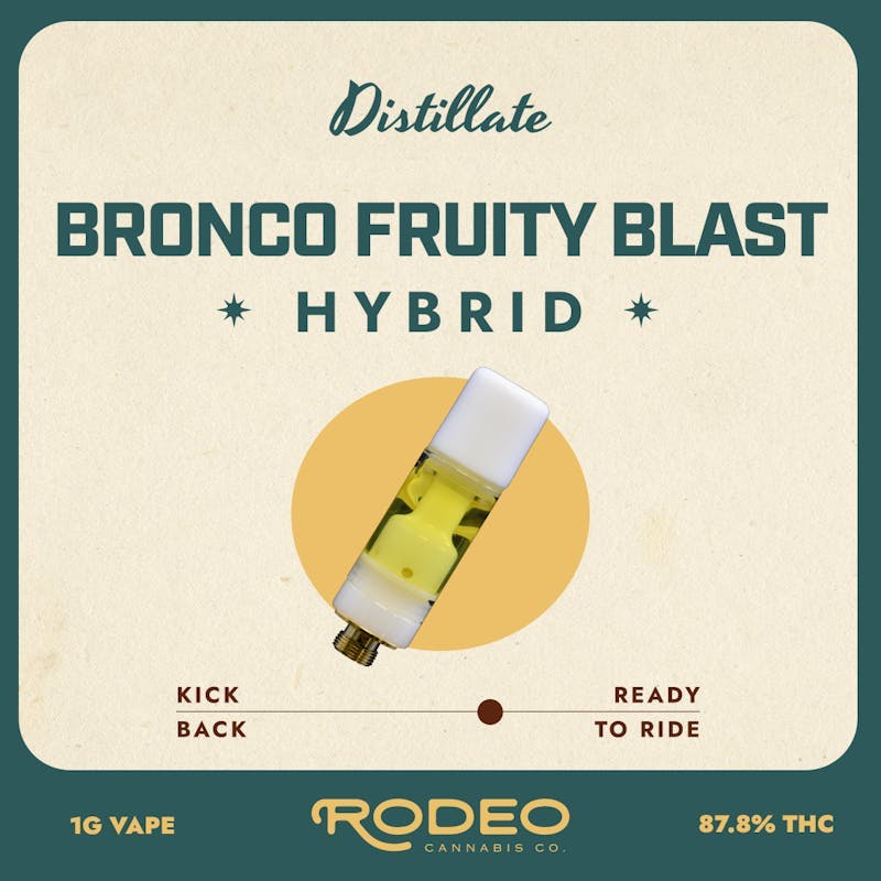Rodeo Cannabis - Bronco Fruity Blast 1g Distillate Vape Cart - 1
