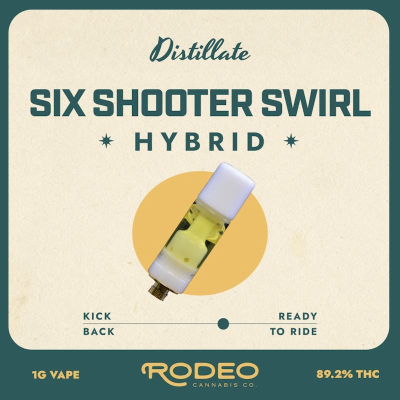 Rodeo Cannabis - Six Shooter Swirl 1g Distillate Vape Cart - 1