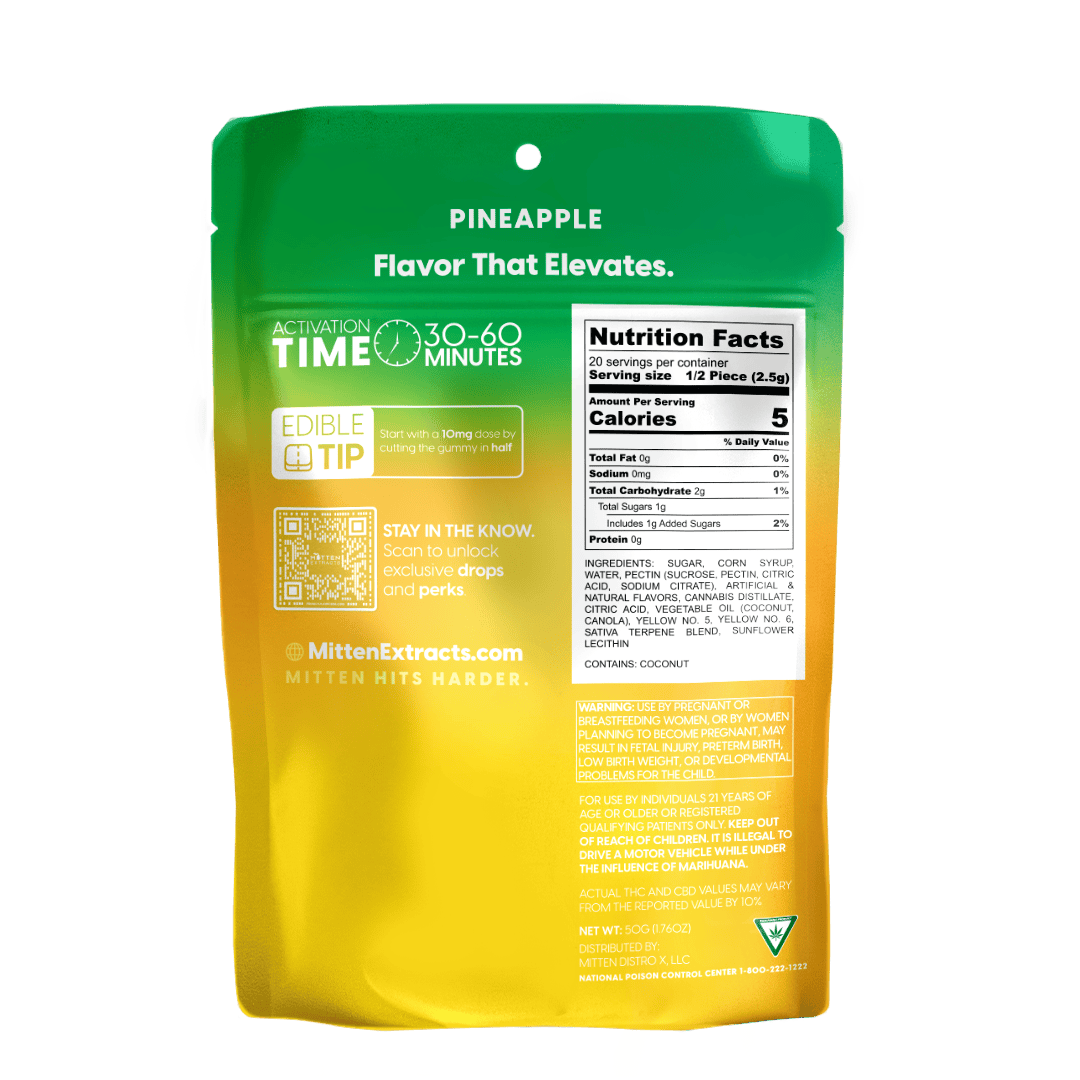 Mitten Extracts - Mitten Extracts | Pineapple | Gummies | 200mg | 10pk - 1