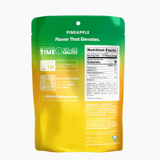Mitten Extracts - Mitten Extracts | Pineapple | Gummies | 200mg | 10pk - 1