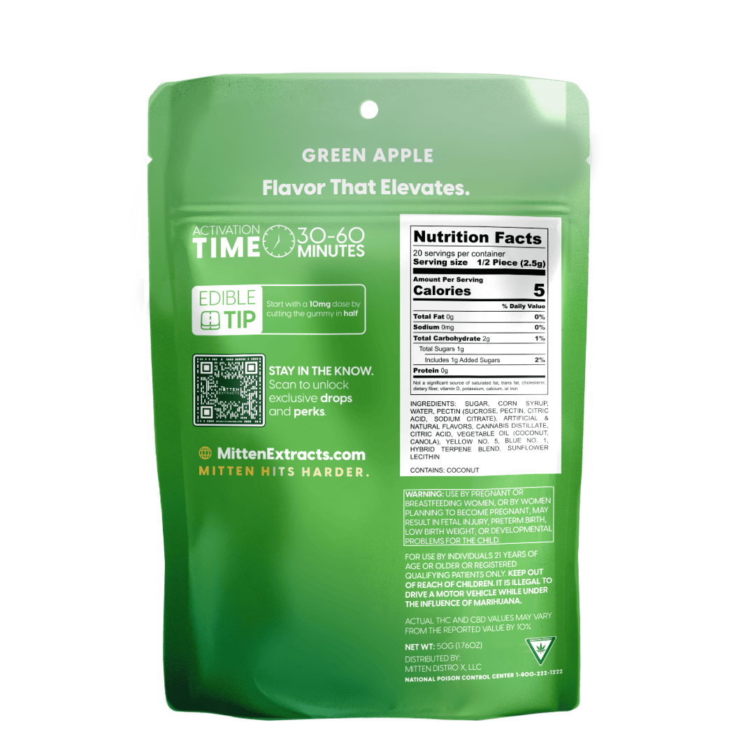 Mitten Extracts - Mitten Extracts | Green Apple | Gummies | 200mg | 10pk - 1