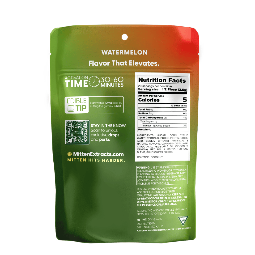 Mitten Extracts - Mitten Extracts | Watermelon | Gummies | 200mg | 10pk - 1