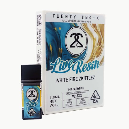 Twenty Two K / 22k - 22K - White Fire Zkittlez - Live Resin - 1.0ml POD - 1