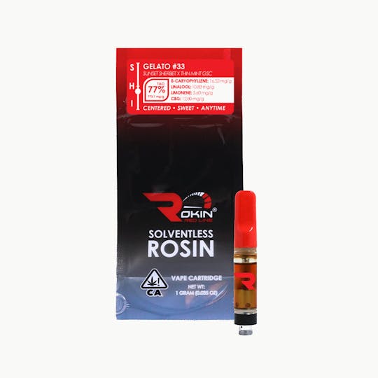 Rokin Cannabis - Rokin - Redline Rosin - Gelato #33 - Cartridge 1.0g - 1