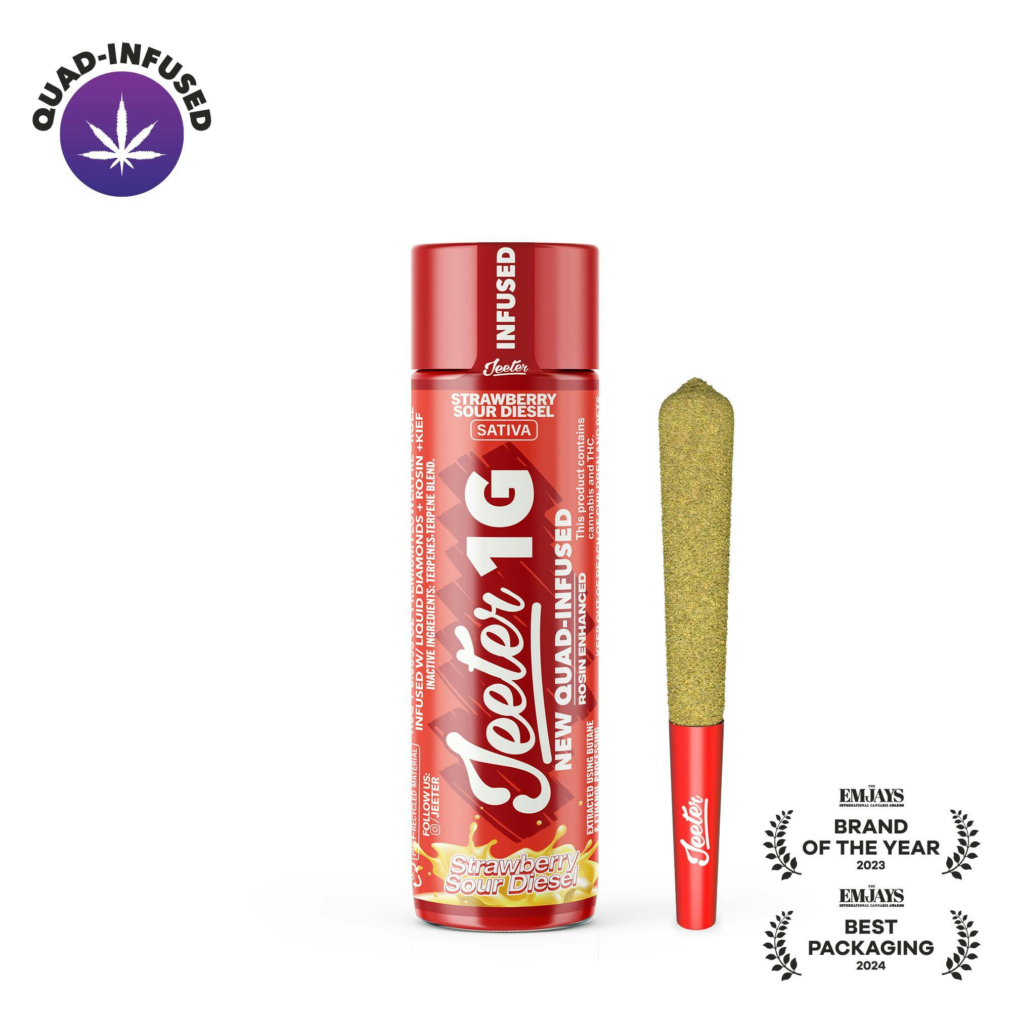 Jeeter - Jeeter | Strawberry Sour Diesel | Quad-Infused Joint | 1g - 1