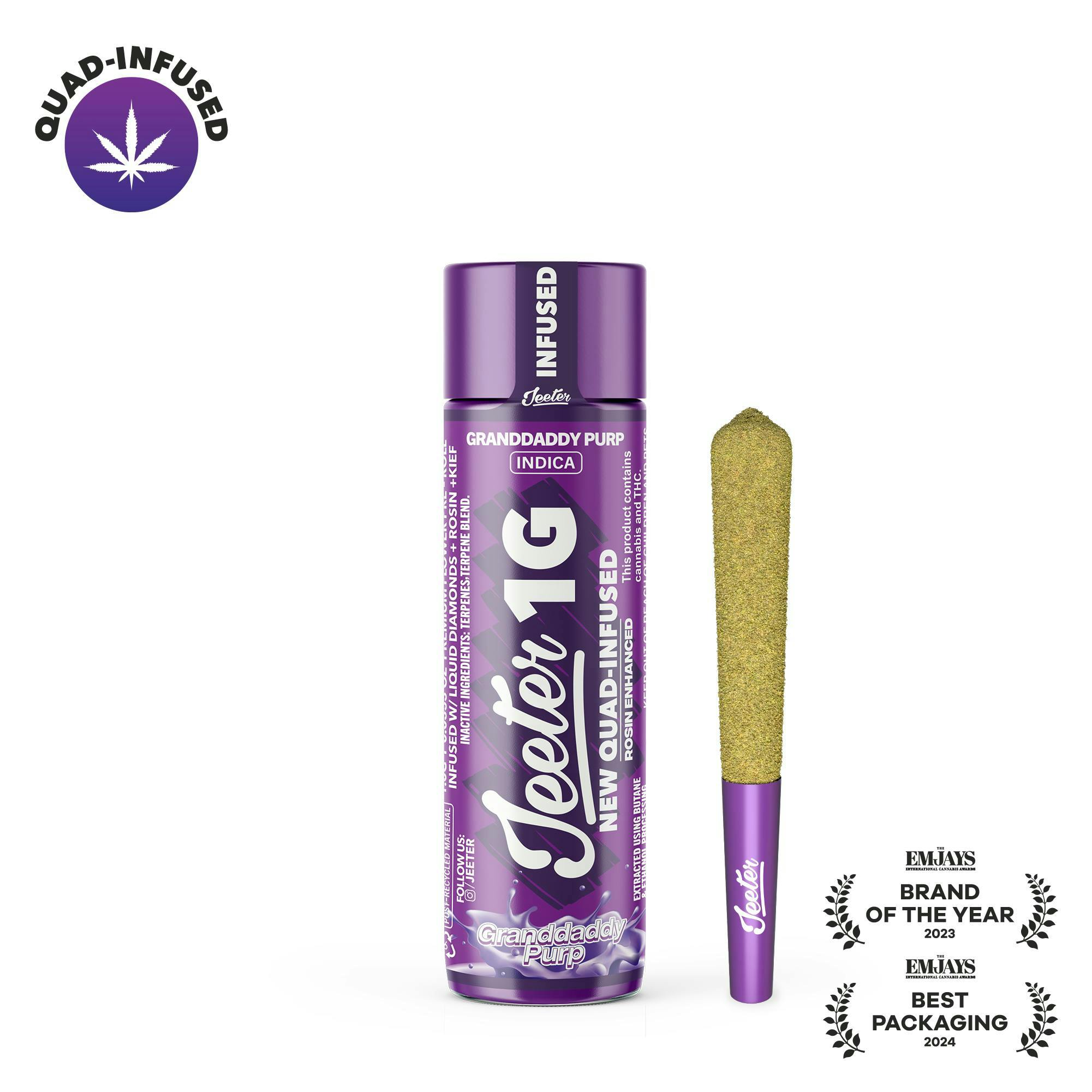 Jeeter - Jeeter | Granddaddy Purp | Quad-Infused Joint | 1g - 1