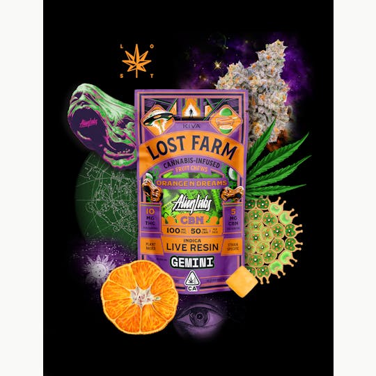Kiva Confections - Lost Farm x Alien Labs Orange 'N Dreams x Gemini CBN Live Resin Chews - 1