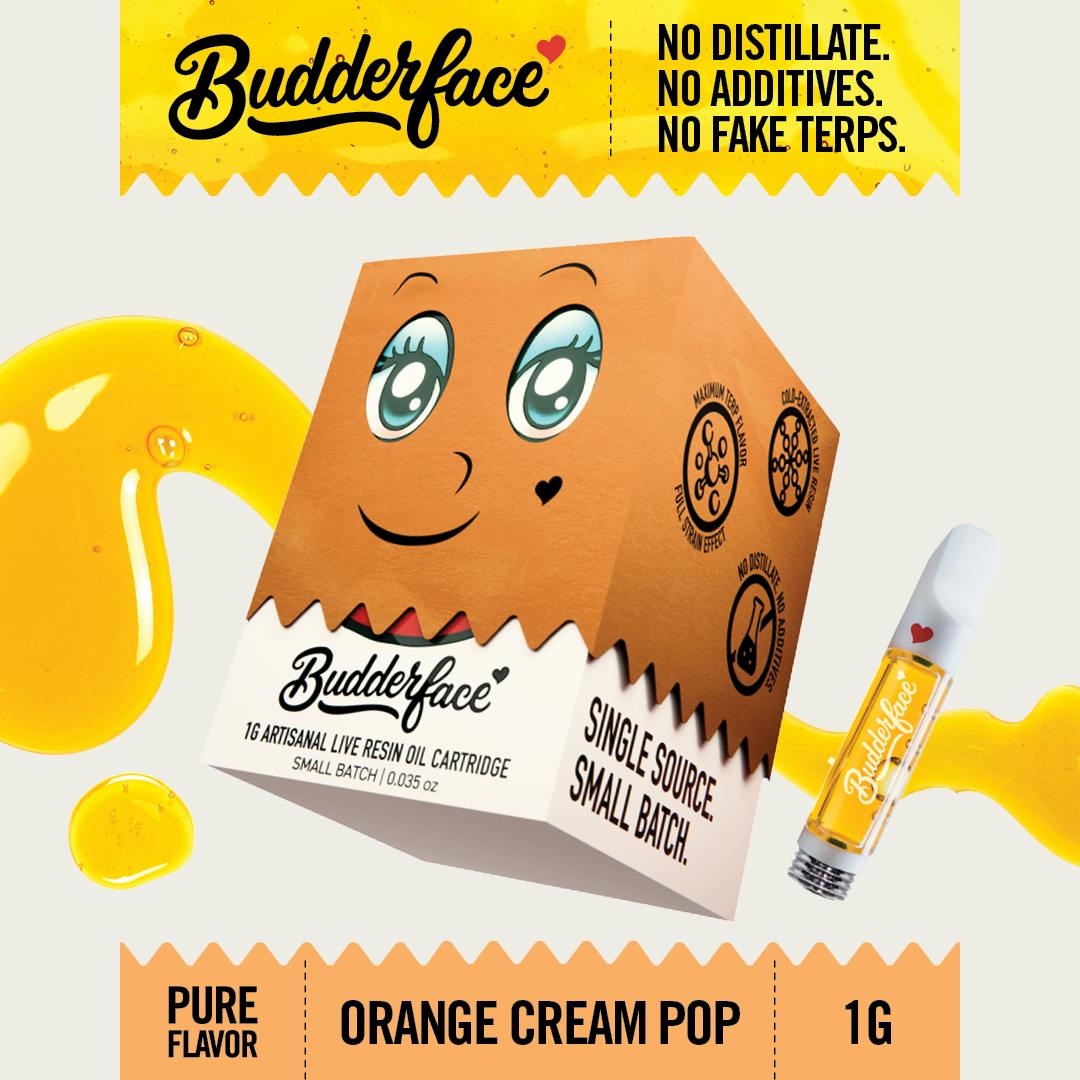 Budderface - BUDDERFACE | Orange Cream Pop | 1G | Artisanal Live Resin 510 Vape Cart - 1