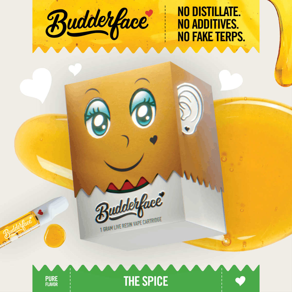 Budderface - BUDDERFACE | The Spice | 1G | Artisanal Live Resin 510 Vape Cart - 1