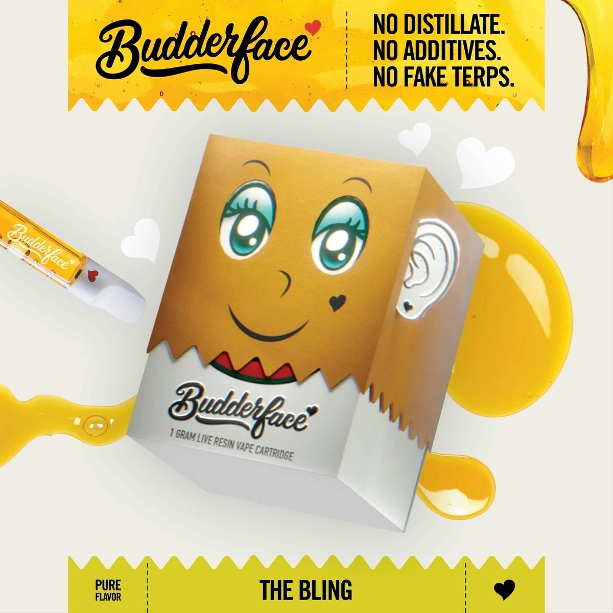 Budderface - BUDDERFACE | The Bling | 1G | Artisanal Live Resin 510 Vape Cart - 1