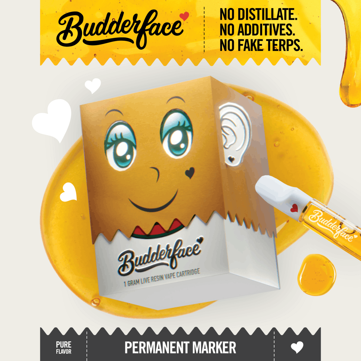 Budderface - BUDDERFACE | Permanent Marker | 1G | Artisanal Live Resin 510 Vape Cart - 1