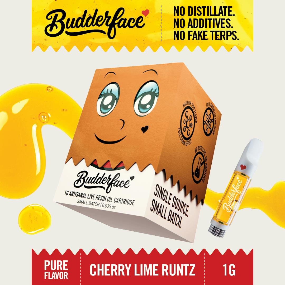Budderface - BUDDERFACE | Cherry Lime Runtz | 1G | Artisanal Live Resin 510 Vape Cart - 1