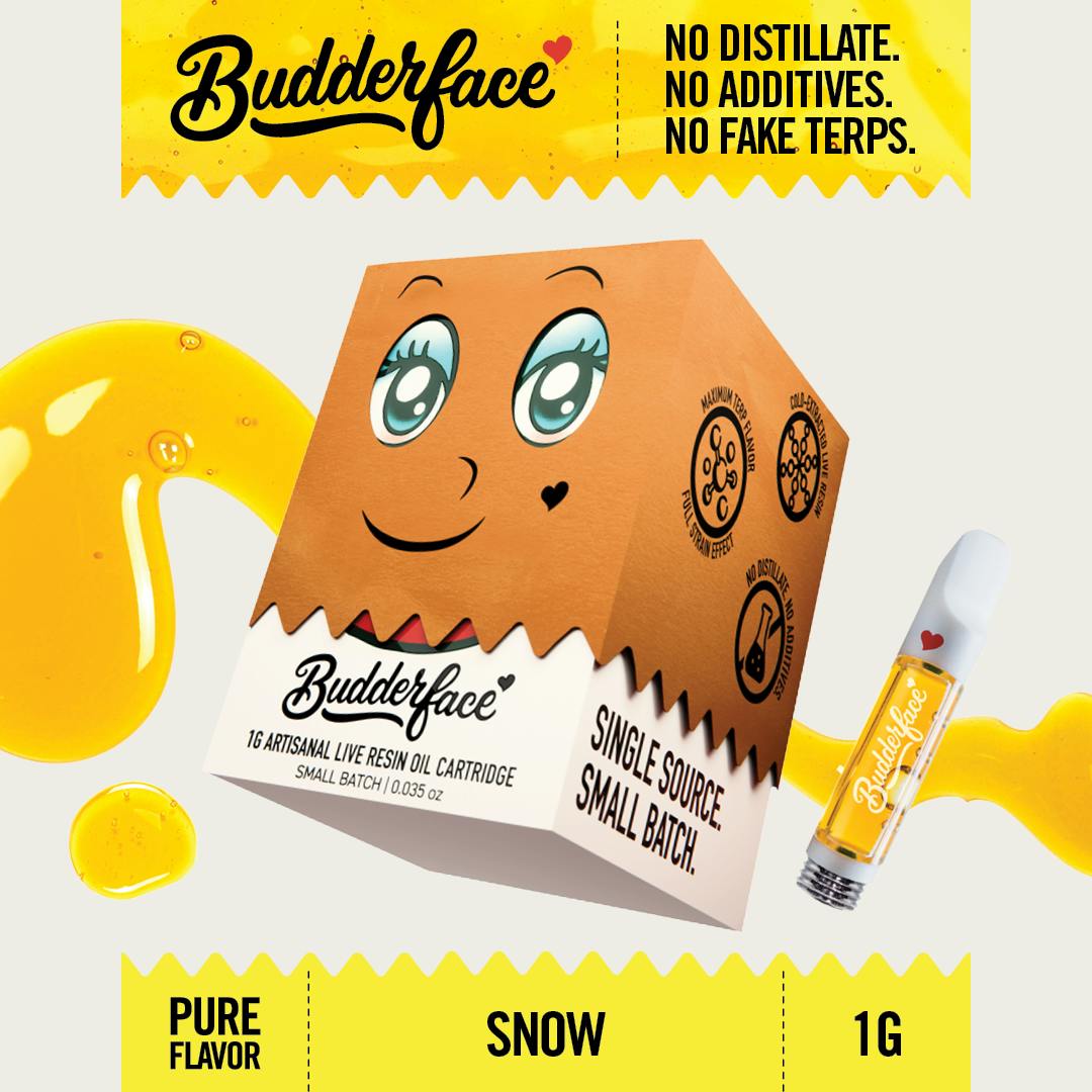 Budderface - BUDDERFACE | Snow | 1G | Artisanal Live Resin 510 Vape Cart - 1