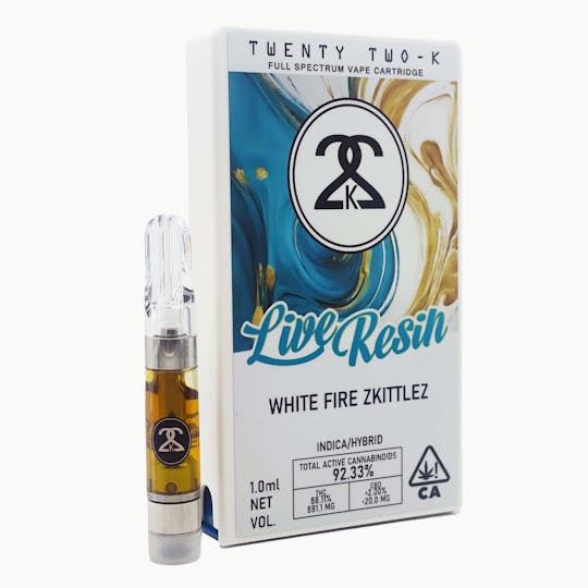 Twenty Two K / 22k - 22K - White Fire Zkittlez - Live Resin - 1.0ml Cartridge - 1
