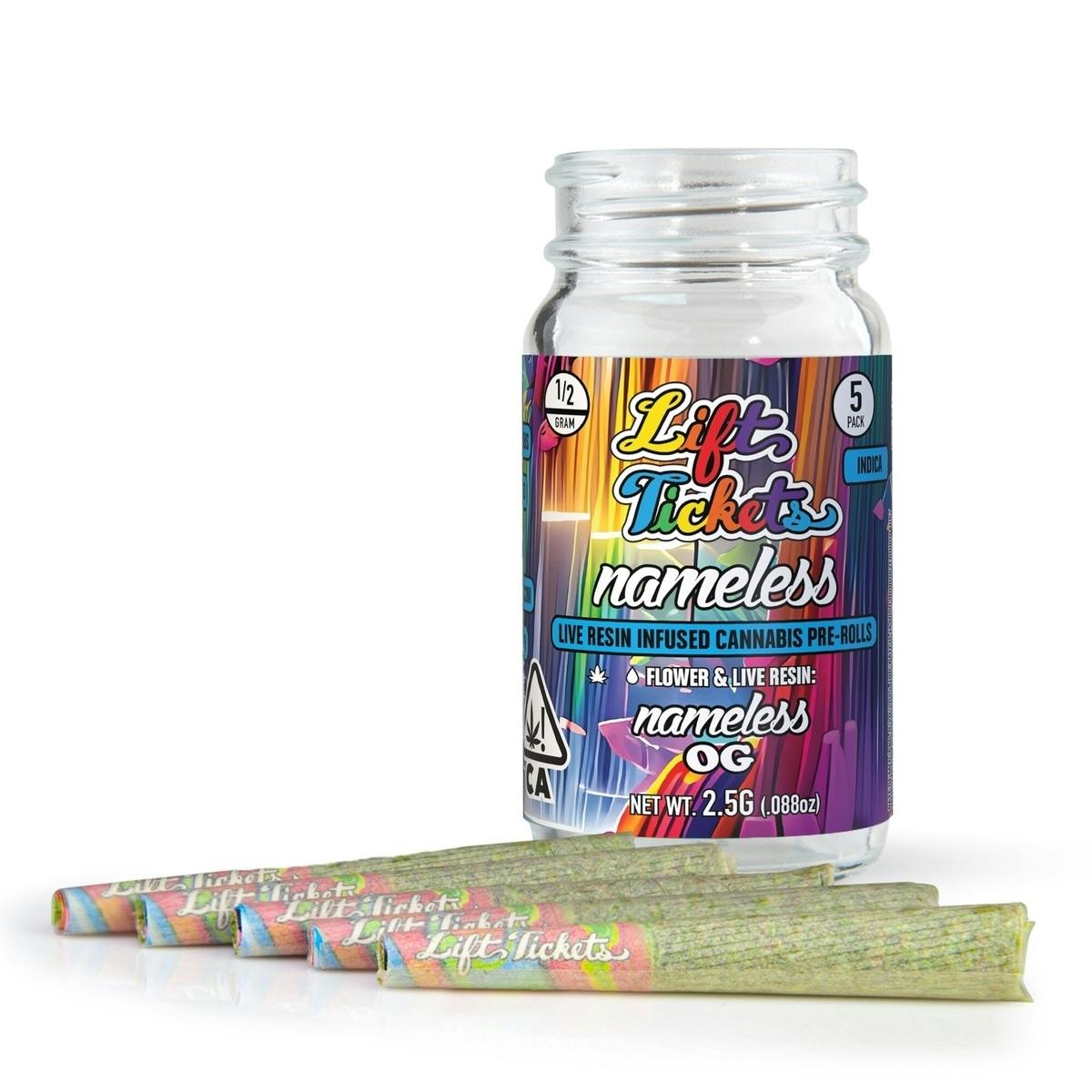 Lift Tickets - Nameless: Nameless OG - 0.5g Infused Pre Roll Multipack (5) - 1