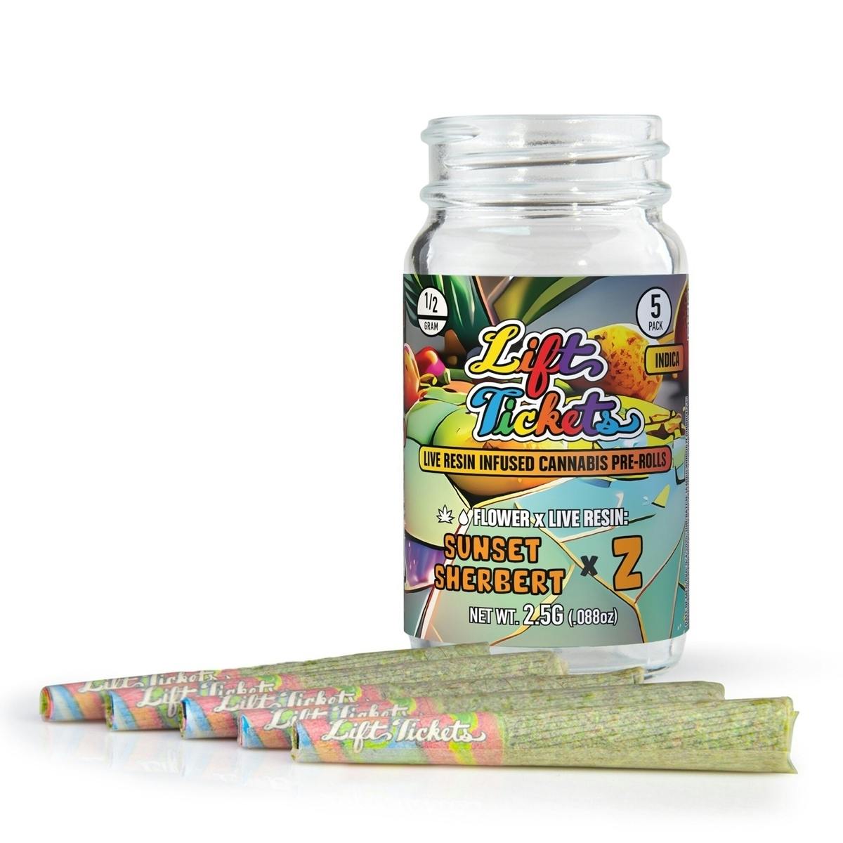 Lift Tickets - Sunset Sherbert x Z - 0.5g Infused Pre Roll Multipack (5) - 1