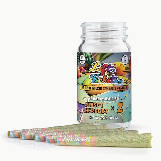 Lift Tickets - Sunset Sherbert x Z - 0.5g Infused Pre Roll Multipack (5) - 1