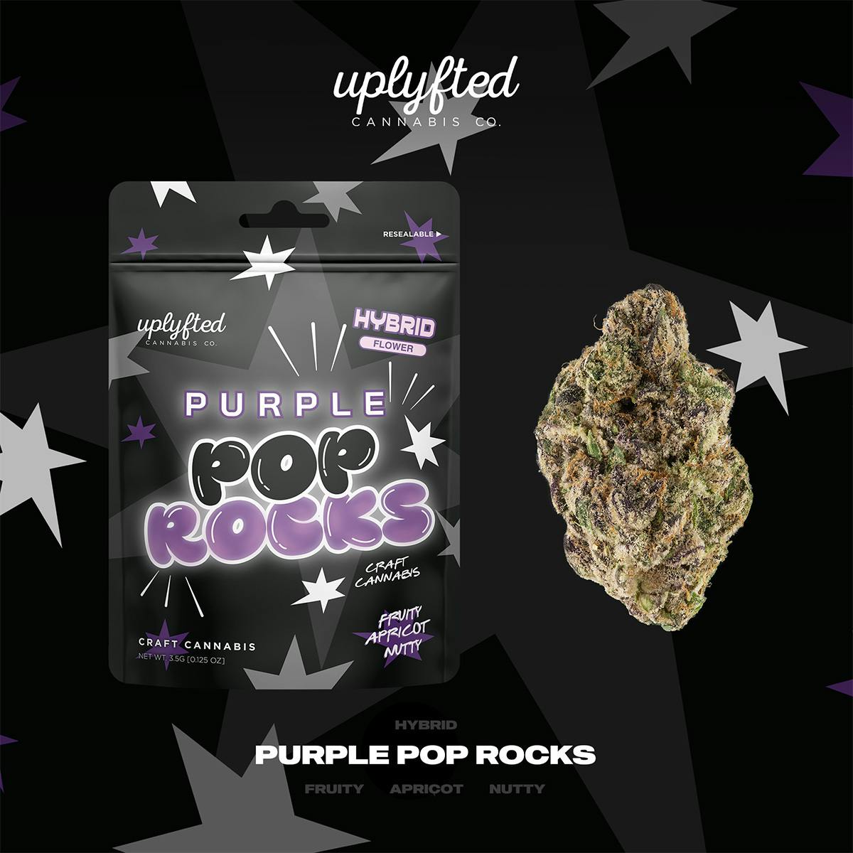 Uplyfted Cannabis Co - Purple Pop Rocks 1g Pre-roll - Indoor A-Nug Flower - No Shake or Trim - 1