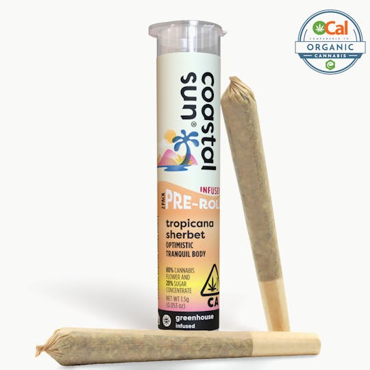 Coastal Sun - Tropicana Sherbet Infused Greenhouse 0.75g Pre-Roll 2pk 1.5g - 1