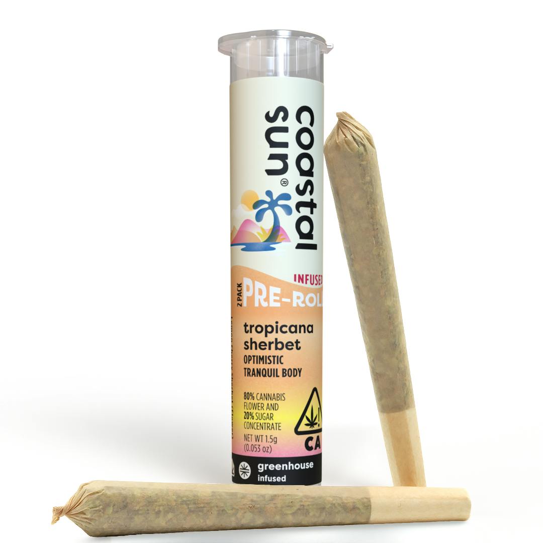 Coastal Sun - Tropicana Sherbet Infused Greenhouse 0.75g Pre-Roll 2pk 1.5g - 1
