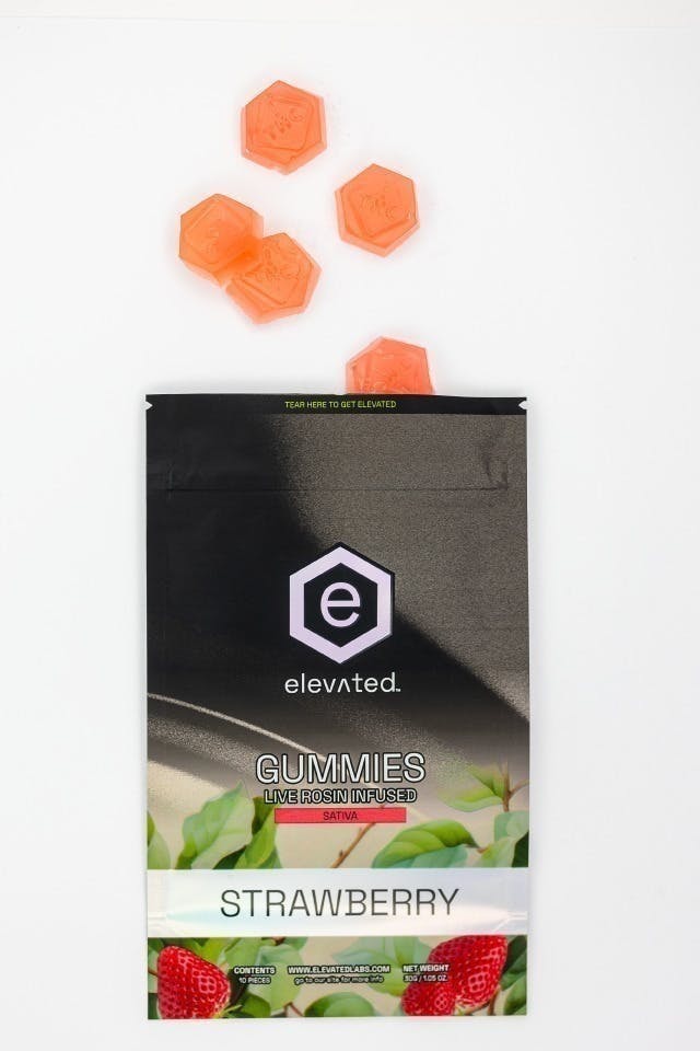 Elevated Labs - Elevated | Strawberry Live Rosin Infused Gummies | 100mg | 10ct | 10mg/ea - 1