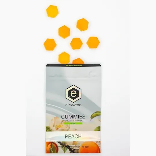 Elevated Labs - Elevated | Peach Distillate Infused Gummies | 100mg | 10ct | 10mg/ea - 1
