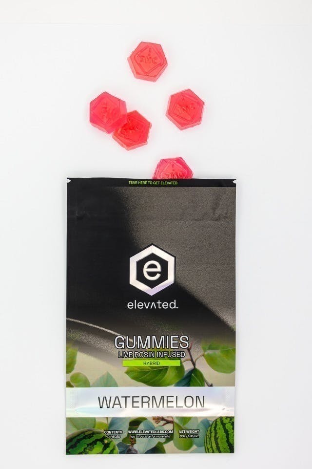 Elevated Labs - Elevated | Watermelon Live Rosin Infused Gummies | 100mg | 10ct | 10mg/ea - 1