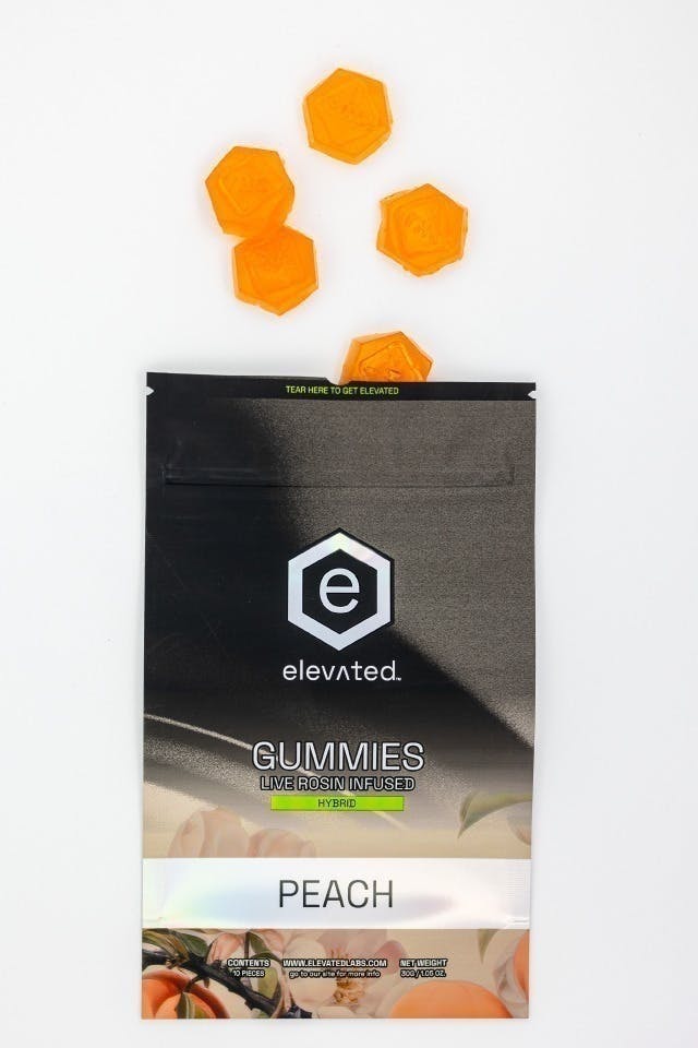 Elevated Labs - Elevated | Peach Live Rosin Infused Gummies | 100mg | 10ct | 10mg/ea - 1