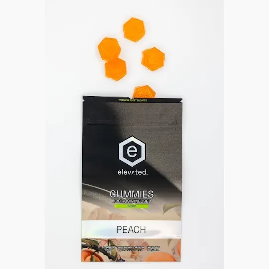 Elevated Labs - Elevated | Peach Live Rosin Infused Gummies | 100mg | 10ct | 10mg/ea - 1