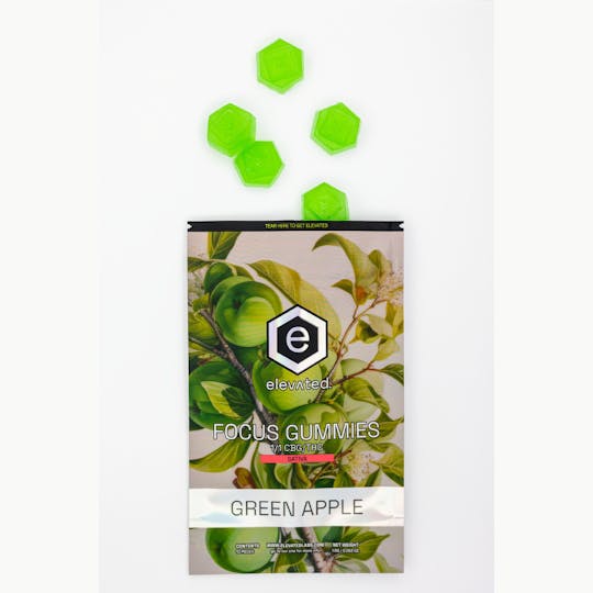 Elevated Labs - Green Apple CBG/THC 1:1 Gummies (FOCUS) 100mg - 1