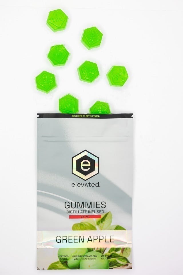 Elevated Labs - Elevated | Green Apple Distillate Infused Gummies | 100mg | 10ct | 10mg/ea - 1