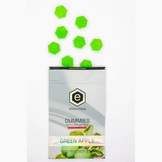 Elevated Labs - Elevated | Green Apple Distillate Infused Gummies | 100mg | 10ct | 10mg/ea - 1