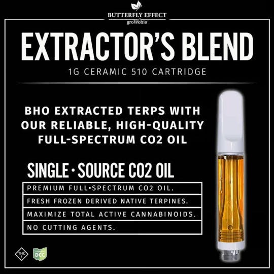 Butterfly Effect - Grow Ohio - Black Jack - 1g Extractor's Blend Cartridge - 1