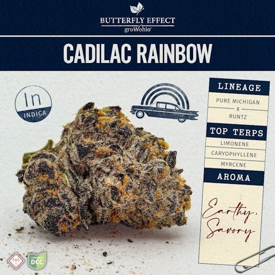 Butterfly Effect - Grow Ohio - Cadillac Rainbow - 2.83g Flower - 1