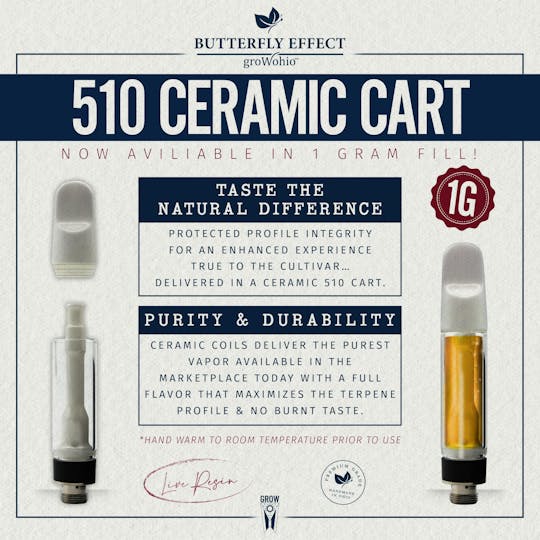 Butterfly Effect - Grow Ohio - 91 Royale - 1g Live Resin Cartridge - 1